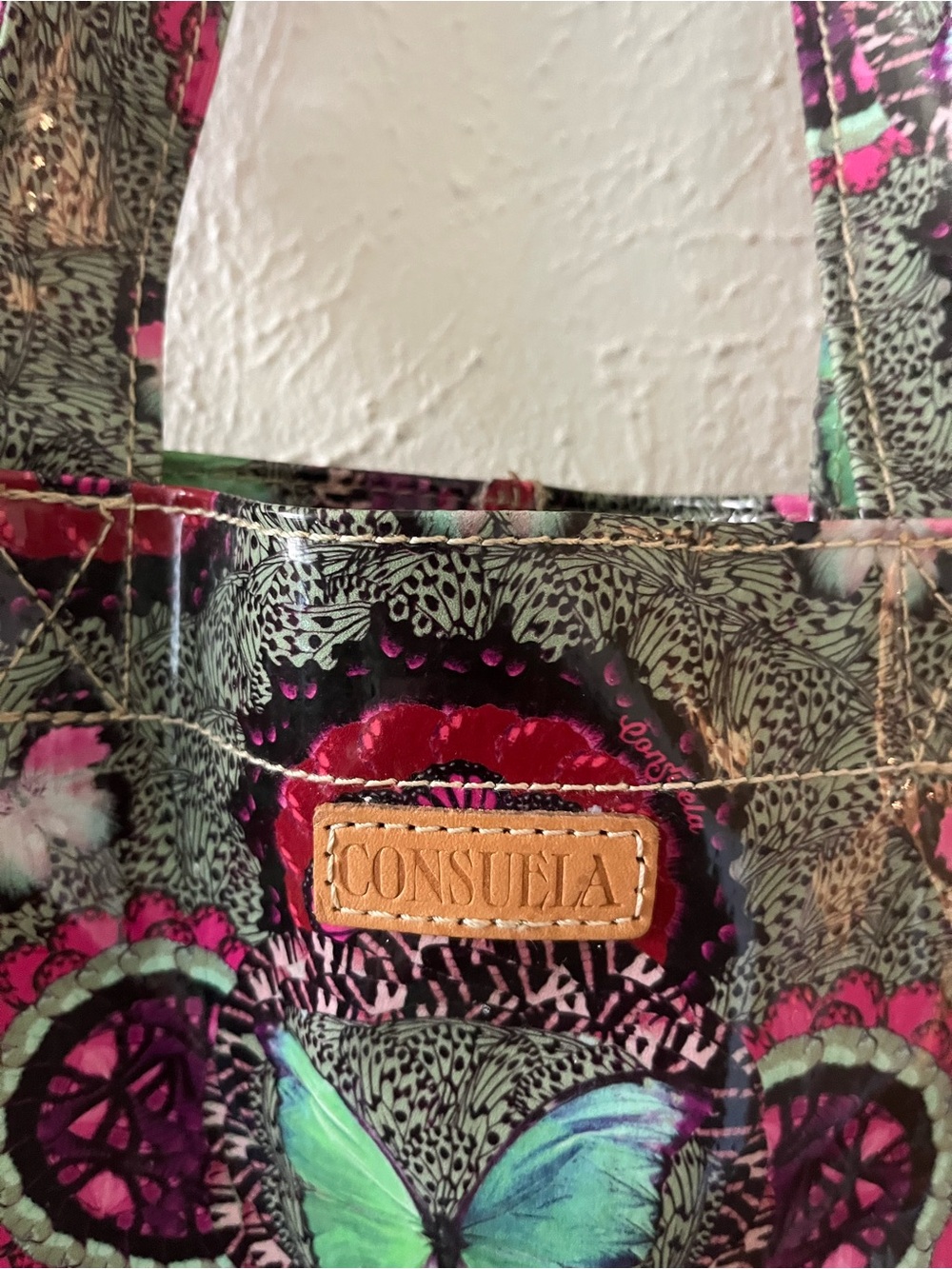 Consuela Green & Pink Butterfly Tote - Picture 2 of 4